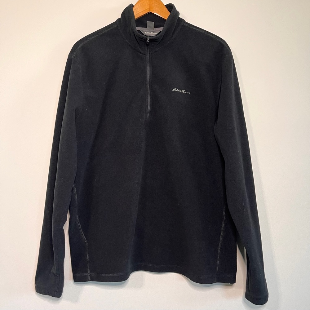 Eddie Bauer Black Quarter-Zip Men’s Fleece Pullover Size Large